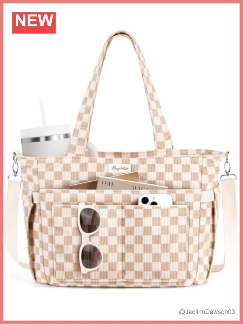 Corduroy Tote Bag for Women 17 Pockets Laptop Work Travel Tote Purse